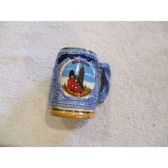 German Stein Ottawa Canada Beer Stein Vintage Ceramic Bar Ware Beer Mug blue - Picture 4 of 7